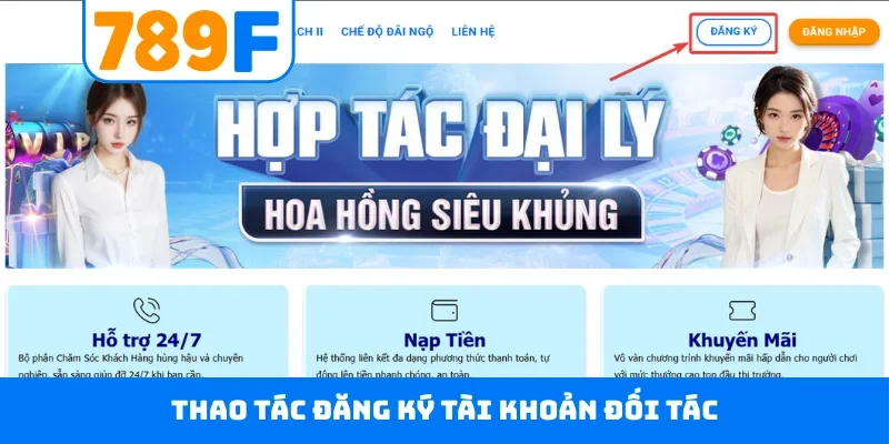Thao tác đăng ký tài khoản đối tác